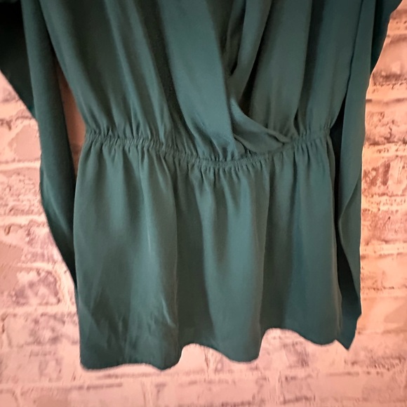 The Addison Story | Teal Green Cut Out Shoulder Silk Tunic - Picture 9 of 14